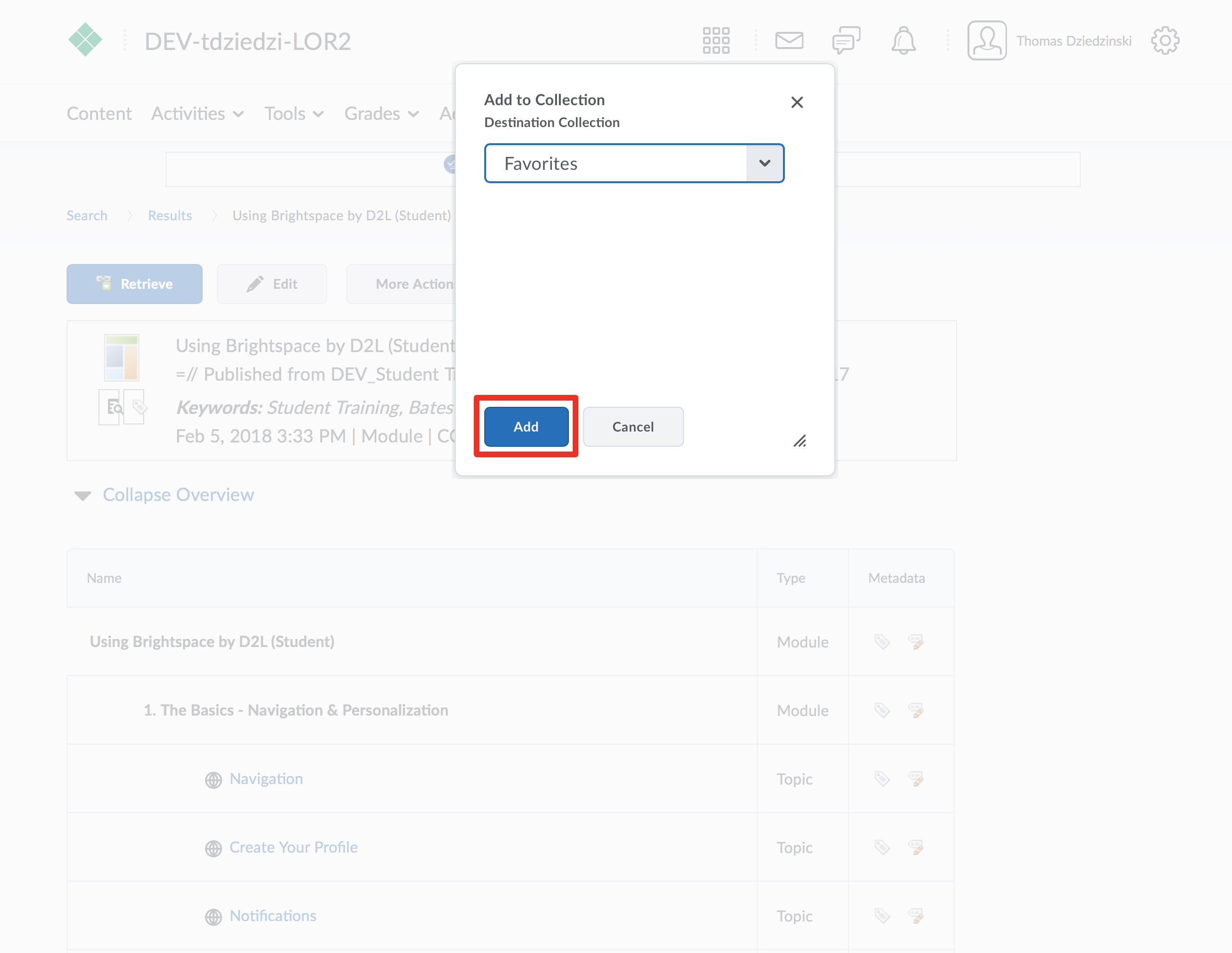 screenshot highlighting add button