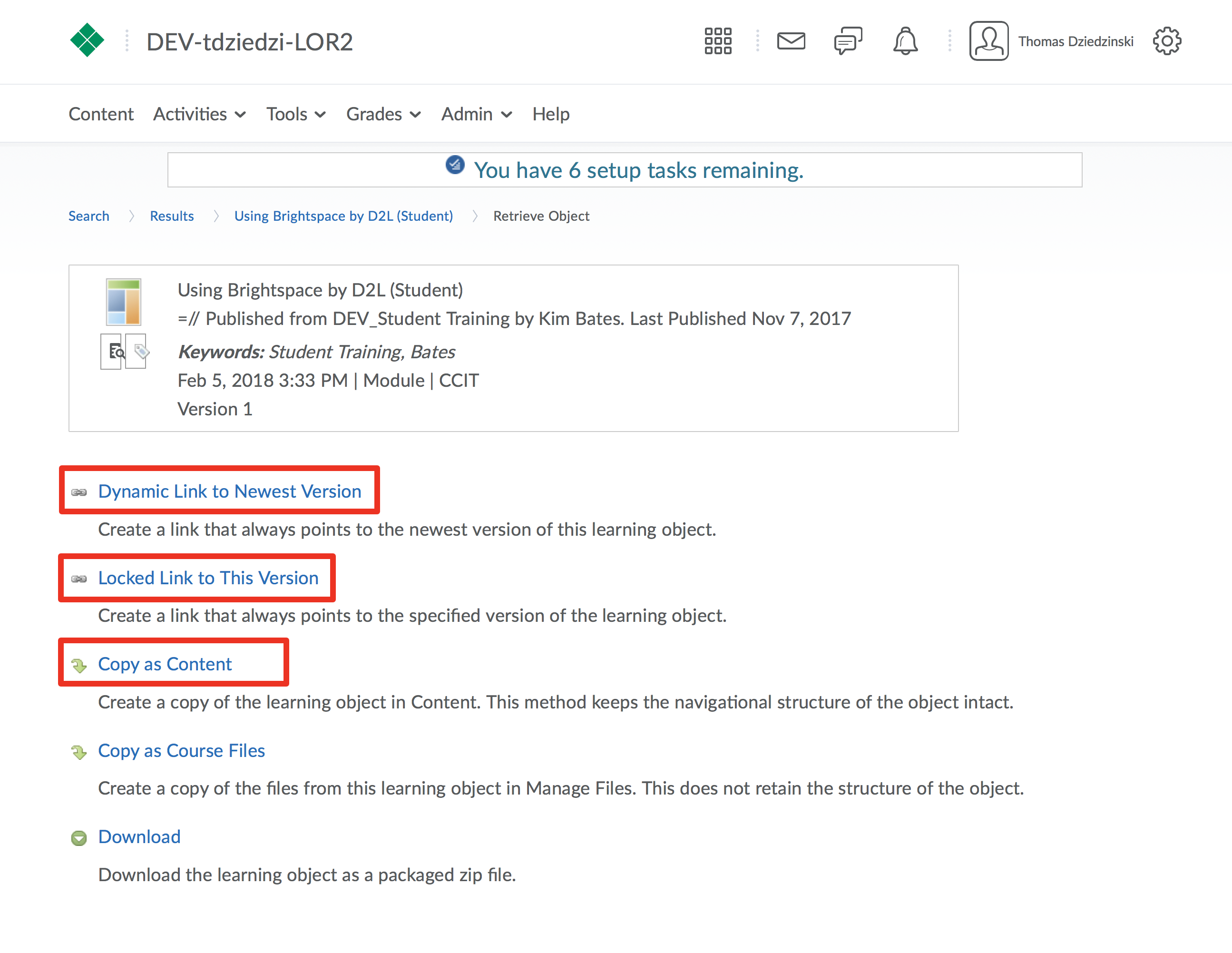 screenshot depicting the three retrieval methods