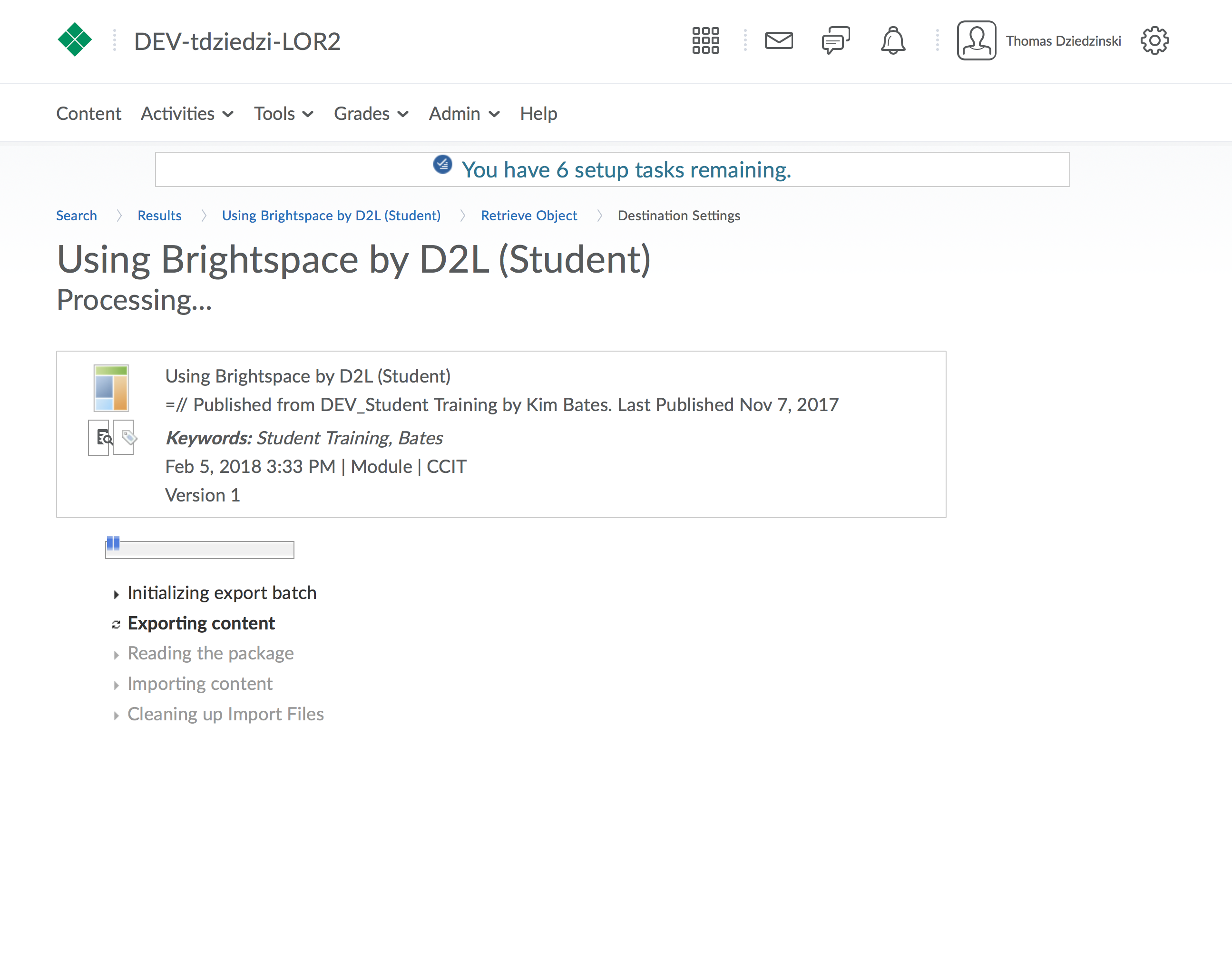 screenshot showing the processing page while retrieving