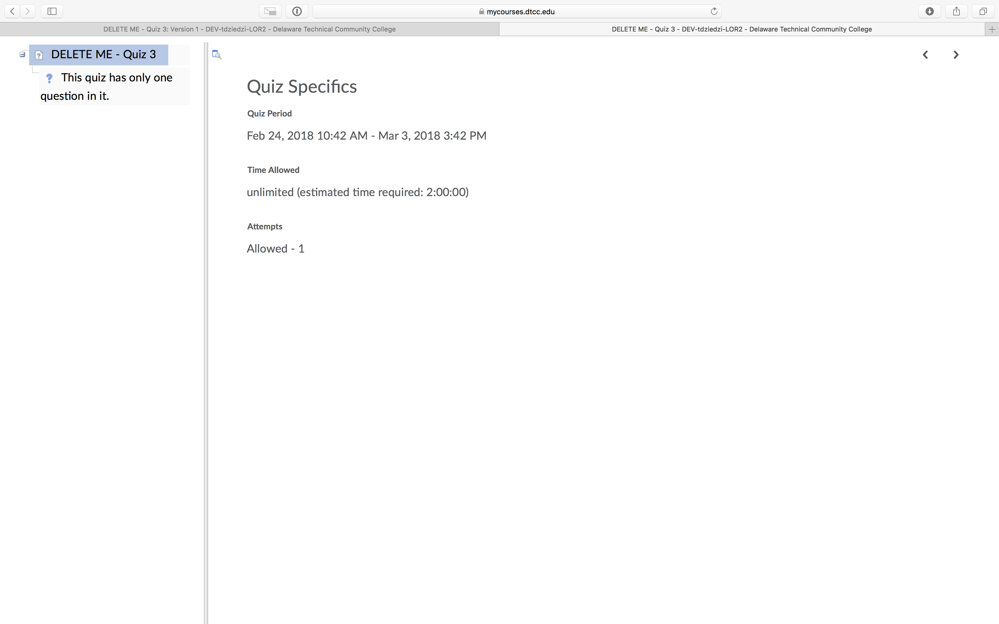 Screenshot of a preview window for a learning object